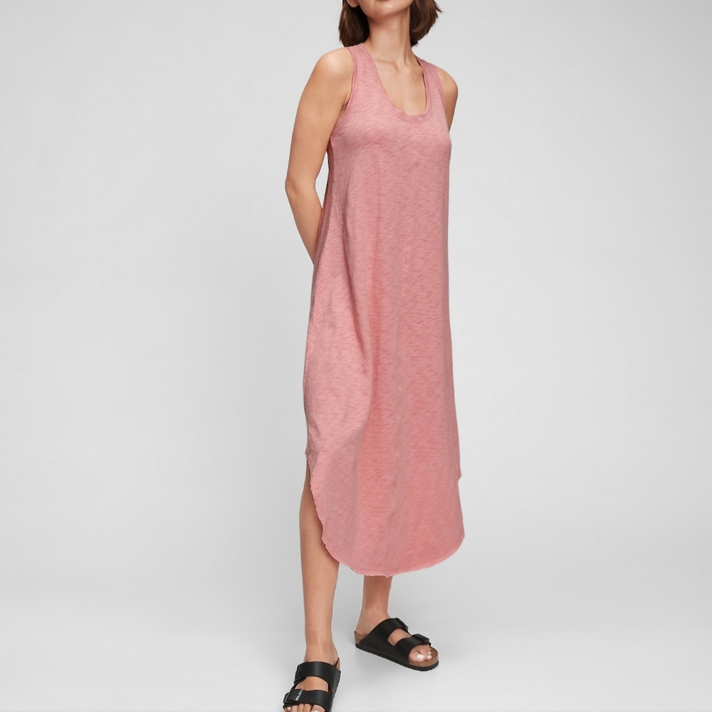 Gap Cornflower Blue uneck midi cotton dress. new size XL tall